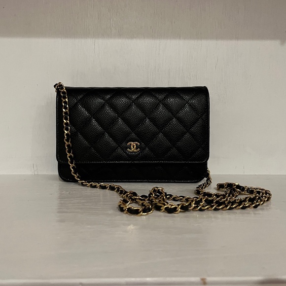 CHANEL Handbags - Chanel Classic Wallet On Chain (black caviar with gold hardware) // 2023
